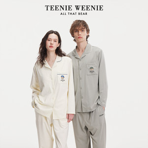 TeenieWeenie Bear Couple New Pajamas Women's Spring and Autumn Pure Cotton Long Sleeve Embroidered Home Clothing Set Men
