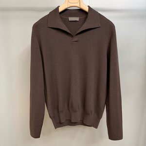 
100% wool high-end seagull collar pullover knitted polo shirt men's old money style light luxury high-end lapel sweater