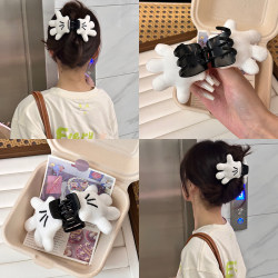 Cute and Creative Mickey Mouse Palm-Shaped Hair Clip for Half-Up Hairstyles, 3D Doll Hand Hairpin for Women