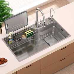 Honeycomb Embossed Thickened Sus304 Stainless Steel Sink, Large Single Bowl Japanese-Style Kitchen Sink for Washing Vegetables and Dishes