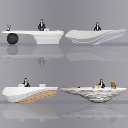 Creative Painted Reception Desk for Lobby Sales Office, Beauty Salon Cash Register, Fiberglass Modern Hotel Bar Counter