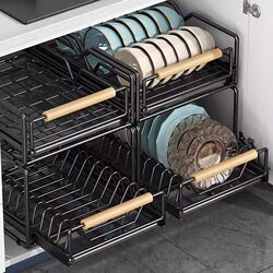 Kitchen Dish Storage Rack, Built-In Cabinet Shelf, Drawer-Type Pull-Out Basket, Pull-Out Dish Basket, Dish Drainer, Cupboard