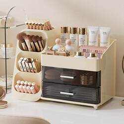 Makeup Storage Dressing Table, Cosmetics and Jewelry Integrated Storage Box, Large Capacity Box, Desktop Makeup Cabinet, Dustproof