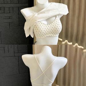 
Sexy pure lust style spaghetti straps beautiful back bra for women push up small breasts to show big polka dots girl cross backless bra