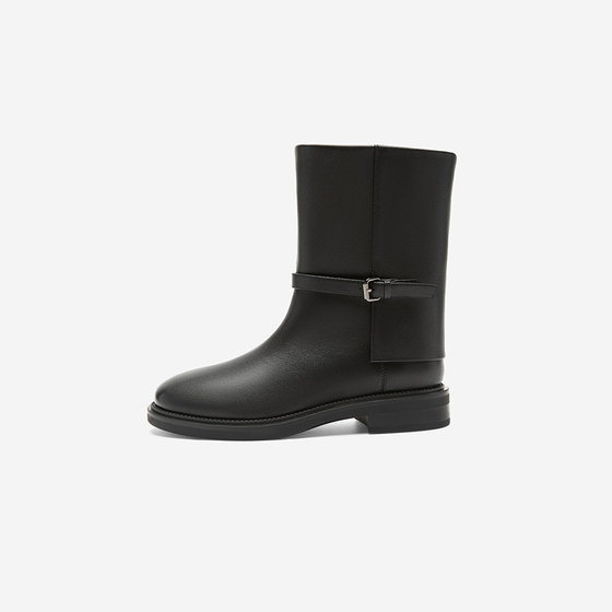 
Nine West/Nine West winter new velvet fashion boots round toe black elegant thick heel short boots versatile women's shoes