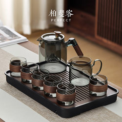 High-End High-Temperature-Resistant Glass Tea Set, Large-Capacity Chinese-Style Household Tea Set for Entertaining Guests, Kung Fu Teapot, Special Tea Cup for Making Tea