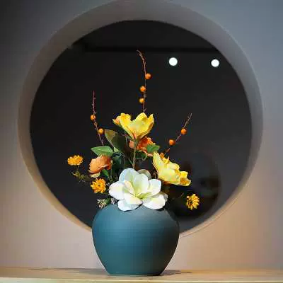 简约现代陶瓷禅意花瓶摆件干花花器新中式轻奢客厅玄关家居装饰品-Taobao