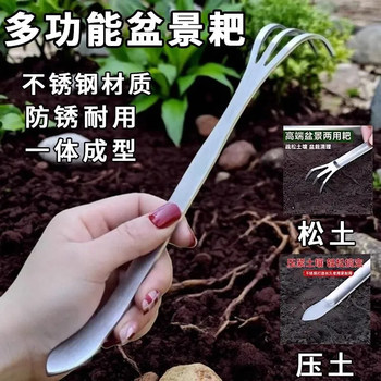 Stainless steel bonsai special small rake flower pot loose soil