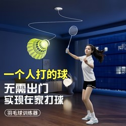 Badminton Solo Training Device with Automatic Rebound Line for Self-Play Indoors, Student Practice Tool with Suction Cup Rotation