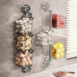 Onion, Ginger, and Garlic Storage Box with Double Suction Cups, Rotating Wall-Mounted Kitchen Multi-Layer Multi-Functional Storage Rack, No-Drill Compartment Basket