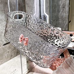 Desktop Storage Box Acrylic Transparent Desk Snack Basket Miscellaneous Basket Cosmetics and Skin Care Product Box Organizer