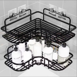 No-Drill Triangular Shelf Bathroom Kitchen Storage Rack Storage Basket Toilet Wall-Mounted Corner