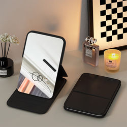Portable Princess Mirror, Leather Retro Folding Mirror, Bedroom Dormitory Desktop Makeup High-Definition Vanity Mirror