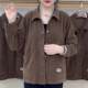 New autumn loose casual versatile solid color corduroy jacket middle-aged mother dress long-sleeved top large-size cardigan