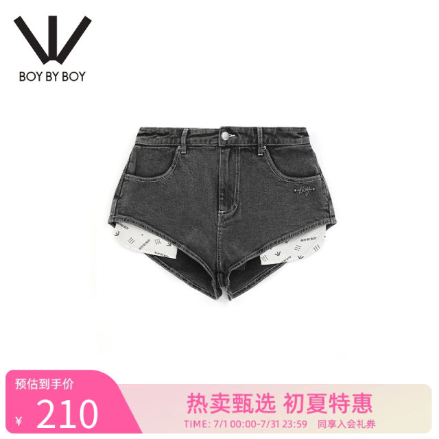 BOYBYBOY summer fashion brand women's denim shorts versatile full print pattern punk casual and comfortable W53000