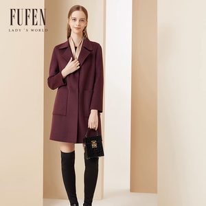 
Fufen 2023 autumn and winter new women's mid-length wool lapel woolen coat coat DY-14045