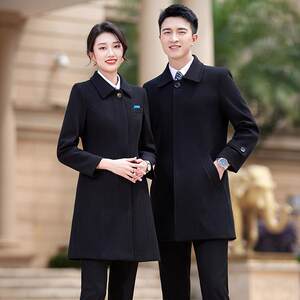 
Mid-length woolen coats for men and women, business formal wear, hotel bank manager work clothes, quilted thickened professional coats