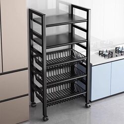 Kitchen Storage Rack, Floor-Standing Multi-Layer Vegetable Storage Rack, Household Multi-Functional Sundries Rack, Wall-Mounted Snack Storage Rack
