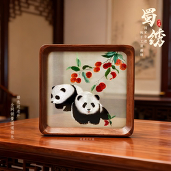 Sichuan Embroidery Panda Intangible Cultural Heritage Embroidery Suzhou Embroidery Ornament Fully Handmade Double-Sided Embroidery Chinese Style Gift for Foreigners Abroad