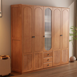 Scandinavian Solid Wood Large Wardrobe Home Master Bedroom Sliding 56 Door Cabinet Assembly Small Apartment 234 Door Small Wardrobe