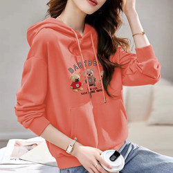 Spring and Autumn Hooded Sweatshirt for Women, 2025 New Popular Korean Style Printed Loose Slimming Plus Size Versatile Trendy Top