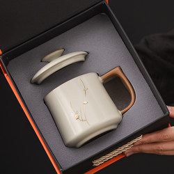 Ruyao Ceramic Tea Cup, Mug, Personal Use Cup, High-End Chinese-Style Drinking Cup, Water Cup for Home and Office Use