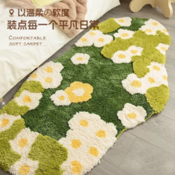 Tufted carpet non-slip thickened living room carpet girls bedroom bedside blanket long flocked moss floral plush floor mat