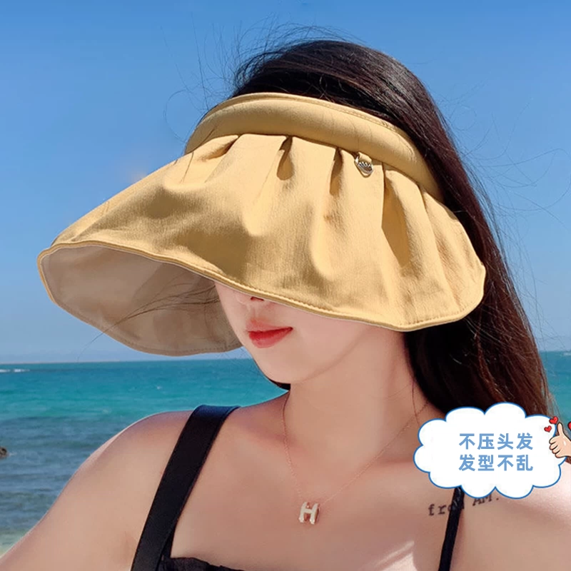 sailner旗舰店:9.9元! mikibobo遮脸防晒防紫外线太阳帽无顶帽大帽檐贝壳帽显脸小可折叠-4