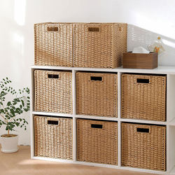 Woven Storage Basket Grid Cabinet Bookshelf Bookcase Living Room Miscellaneous Storage Box Storage Box Imitation Rattan Storage Frame Storage Basket
