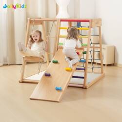Jollykidz Climbing Frame Indoor Children's Home-Use Solid Wood Slide Toddler Baby Climbing Toy Family Swing