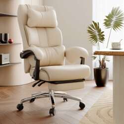 Leather Executive Chair for Lunch Break, Ergonomic Chair, Computer Chair, Sofa Chair, Comfortable for Long Sitting, Study Room Office Chair