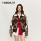 
FORDARE/FuDie 25 Spring and Summer Butterfly LOGO Leopard Print Splicing Sports Washed Jacket Contrast Color Women's Sports Jacket
