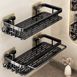 Bathroom Storage Rack Wall-Mounted No-Drill Toilet Washbasin Organizer Wall-Mounted Shower Restroom Bathroom Shelf