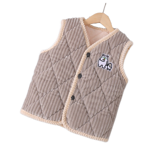 
Winter children's thickened cotton vest boys and girls vest coral velvet pajamas medium big children's home clothes