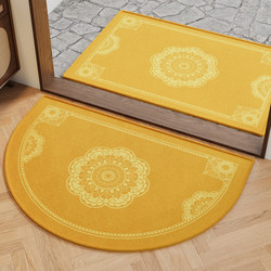 Step by Step, Lotus Yellow Brings Good Luck, Feng Shui Floor Mat, Semi-Circular Foot Mat, Entrance Door Mat, Non-Slip, Stain-Resistant, Entrance Carpet