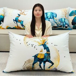 High-End Living Room Sofa Lumbar Pillow, Long Pillow, Deer Cushion, Large Pillow, Elephant Headboard Backrest Pillow Cover (Core Not Included)