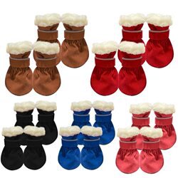 Dog Shoes to Prevent Slipping, Small Dog Teddy Winter Outdoor Warm Fleece-Lined Cotton Shoes Boots Pet Non-Slip Wear-Resistant Foot Covers