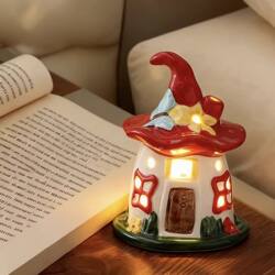 Christmas Decoration Night Light Ceramic Magic House Atmosphere Lamp Bedside Table Ornament Birthday Gift for Friends and Besties