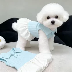Bichon Dog Thin Bow Dress Summer Anti-Shedding Cute Teddy Maltese Small Dog Clothes
