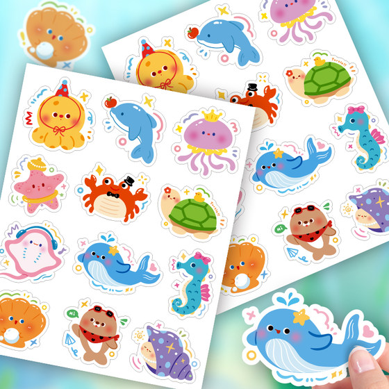 
360 sheets/cartoon sea animal stickers for kindergarten cute rewards learning fun children small stickers fruit cup decoration waterproof girls boys animal self-adhesive desk stickers