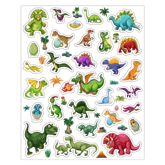 Cartoon Jurassic dinosaur stickers Tyrannosaurus rex Triceratops cute stickers Kindergarten cute rewards learning fun toys children's stickers Ancient animal world hand tent decorative stationery stickers