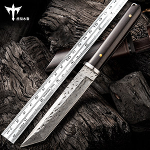 High hardness field knife, fruit knife, Damascus steel knife, Swiss military knife, portable knife, self-defense cold weapon