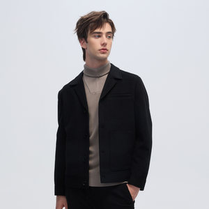 
LIUJO UOMO Men's Autumn and Winter Business Comfortable Wool Thick Cuban Collar Woolen Coat Jacket