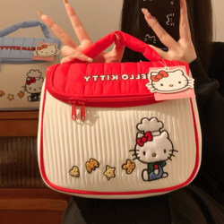 Sanrio Hellokitty Cute Cosmetic Bag for Women, Portable Large-Capacity Skin Care Product Storage Bag, Toiletry Bag