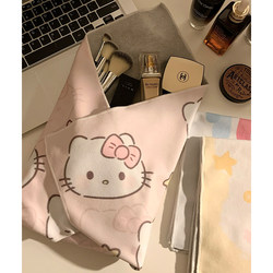 Cute Cat-Shaped Makeup Bag for Women, Portable, Large Capacity Toiletry Storage Bag, Travel Magic Tape Patch Bag
