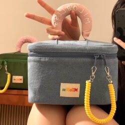 Cute Portable Cosmetic Bag for Women, Large Capacity, 2026 New Model, Partitioned Skincare and Toiletry Bag, Travel Storage Box