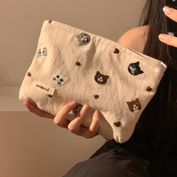 Cute Cat Cosmetic Bag for Women, Portable Large Capacity 2025 New Style Skincare Toiletry Bag, Travel Storage Bag Small