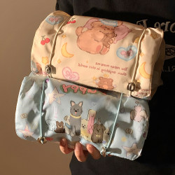 Cute Foldable Cosmetic Bag for Women, Portable Large Capacity 2025 New Model Travel Partition Storage Bag, Waterproof Toiletry Bag