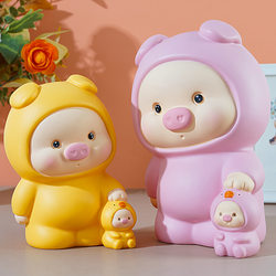 Parent-child piglet Internet celebrity hot new style painted deposit A ​​money jar painted cartoon plaster statue latex doll mold