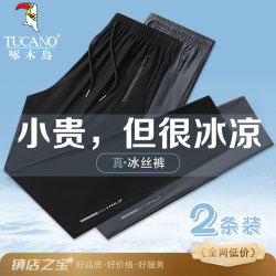Ice Silk Pants Men's Summer Thin Quick-Drying Pants Loose Pants Men's Casual Pants Large Size Sports Pants Straight Trousers